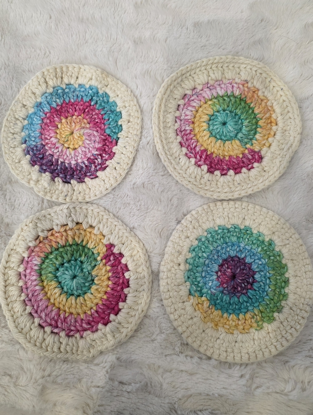 Handmade Crochet Coasters 4pc Multicolor